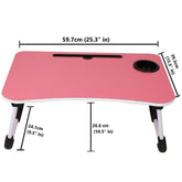 Huitich foldable laptop desk UAE in pink with cup holder and adjustable legs for portable use